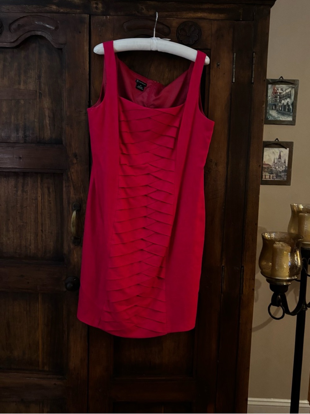 new directions Pink Sleeveless Pleated-Front Midi Dress size 16  linen blend - Picture 3 of 5